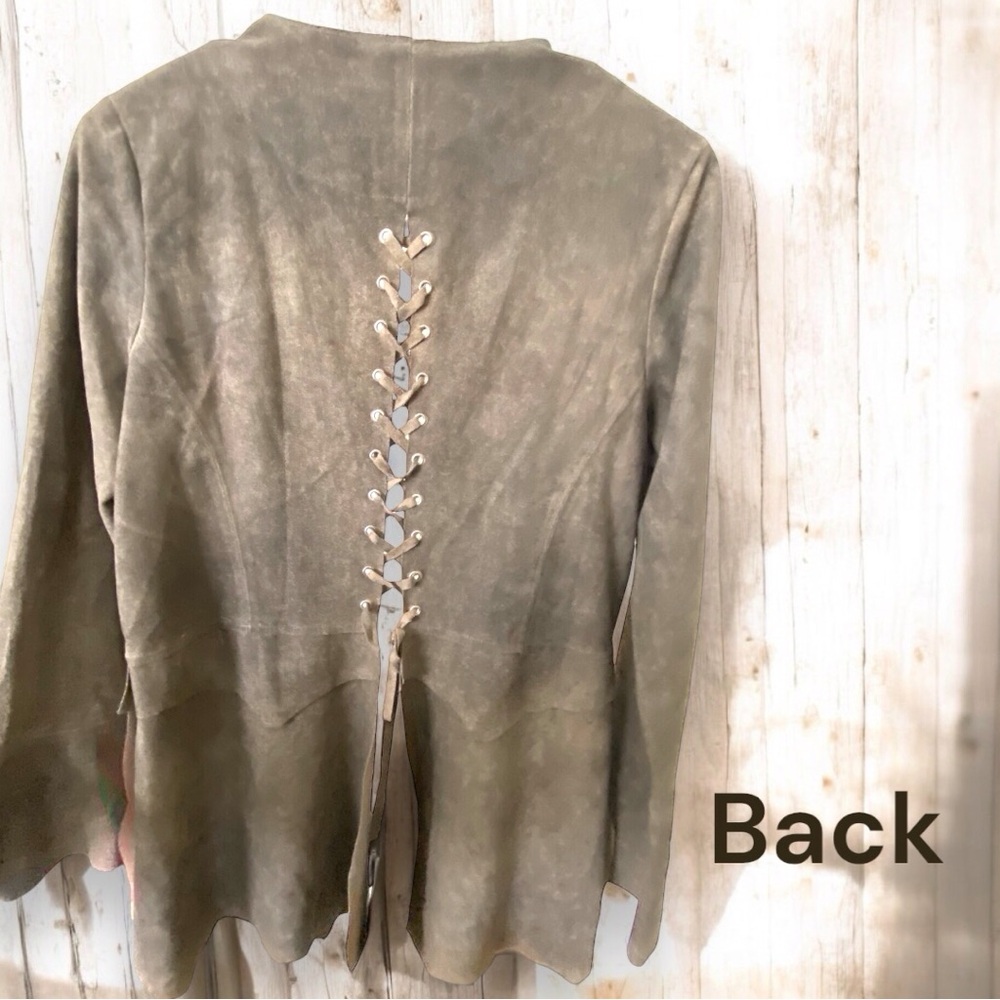 Vocal Faux-Suede Jacket Bell Sleeves Back Stitching Medium - Picture 5 of 10